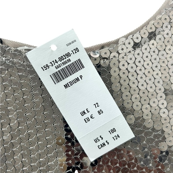 Abercrombie & Fitch Sequin Tee Shift Mini Dress Silver NWT Medium Petite - Picture 13 of 14